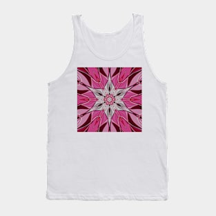 Cartoon Mandala Flower Pink and White Tank Top